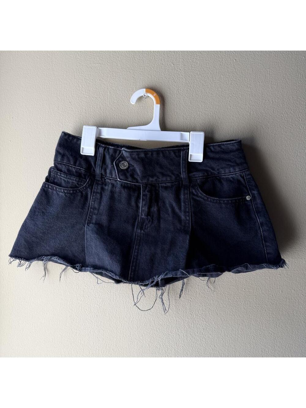 Garage Denim Black Micro Mini Skort Raw Hem 🖤